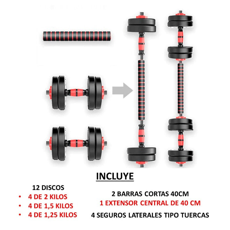 Mancuernas 20 Kilos Kit Ejercicios